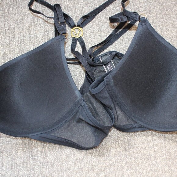 Victoria's Secret Bra Size 34C Uplift Plunge Plongeant Front Close Black - Picture 8 of 12